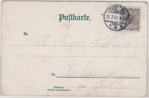 DR - 2 Pfg. Krone/Adler, Karte/Landbestellbezirk Trittau - Hohenfelde 1901