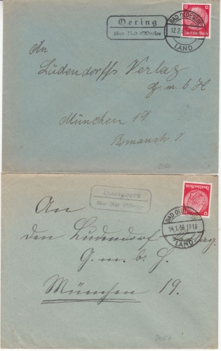DR - Oering, Havighorst ü. Bad Oldesloe, Landpost-Ra2, 2 Briefe n. München 1936