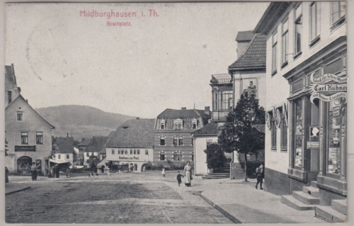 Thüringen - Hildburghausen Hirschplatz, sw-AK gelaufen 1913