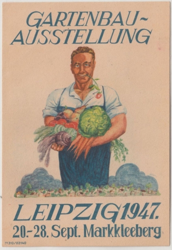 Sachsen - Markkleeberg 1947, Gartenbau-Ausstellung Leipzig farb. Sonderkarte+SST