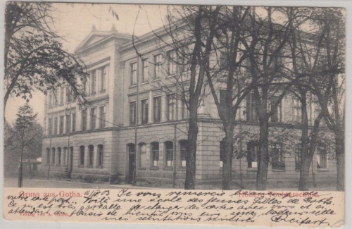 Thüringen - Gotha, Höhere Töchterschule, sw-AK gelaufen n. RUMÄNIEN 1903