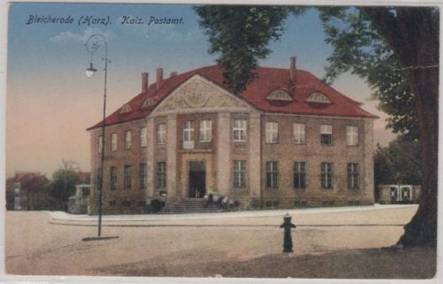 Thüringen - Bleicherode Postamt, farb. AK (ca. 1910) gelaufen/Feldpost 1944