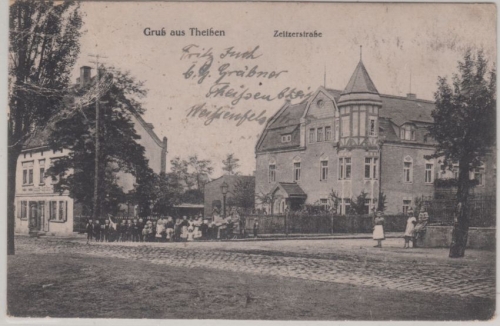 Sachsen-Anhalt - Theißen Zeitzerstraße, sw-AK, gelaufen ca. 1920