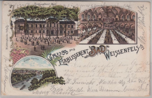 Sachsen-Anhalt - Bad Weissenfels, Etablissement, farb. Mehrbild-Litho gelaufen