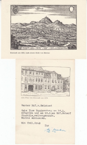 DDR - 5+5 Pfg. Ulbricht, 2 versch. Privat-GA-Karten Eisenach Briefmarken-Ausst.