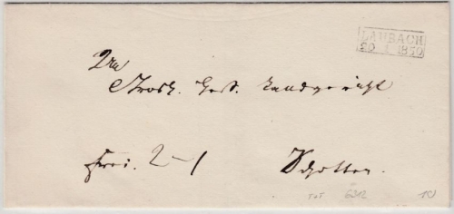 Thurn & Taxis - Laubach 1850, Ra2 a. Francobrief n. Schotten, ohne Inhalt