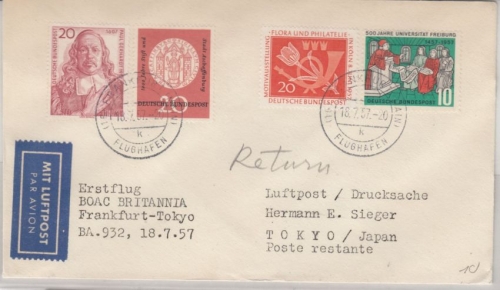 BRD - BOAC 1st-flight, Frankfurt - Tokyo 1957