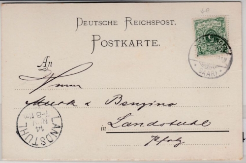 DR - Beckingen (Saar) 1895, Firmenkarte n. Landstuhl