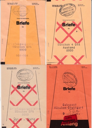 BRD - Regensburg-Hof-München bzw. Regensburg-München, Bahnpost, 6 Belege 1961/88