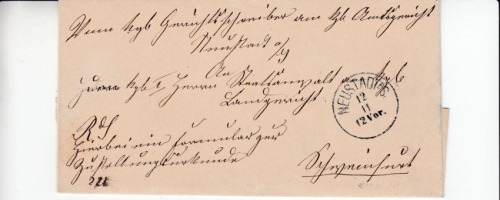 Bayern/All.Bes. - Neustadt /Saale 3 Heimatbelege (Zustellurkunde etc.) 1871/1945