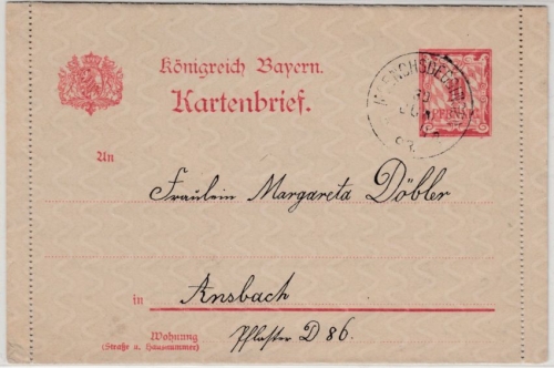 Bayern - Moenchsdeggingen 30.6.98, Postablage-K1 a. 10 Pfg. GA-Kartenbrief n.