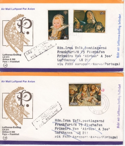 Niue - Ostern 1979, 2 Luftpostbriefe Alofi - Frankfurt/M. 1979