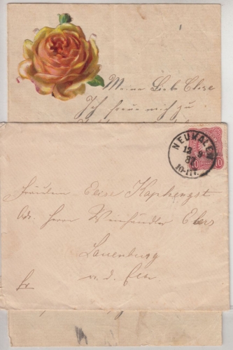 DR - Neukalen 1887, kl. K1 a. Damen-Brief n. Lauenburg, mit Inhalt