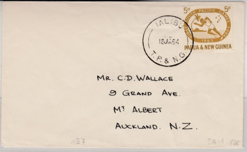 Papua New Guinea - 5 P. Sprinter, Brief Lalibu - Auckland 1964
