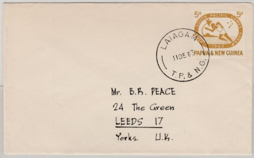 Papua New Guinea - 5 P. Sprinter, Brief Laiagam - Leeds/UK 1963