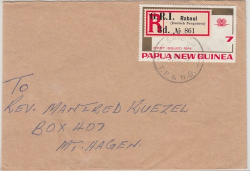 Papua New Guinea - 7 C. 75 J. Briefmarken, Brief Saidor - Mt. hagen 1974