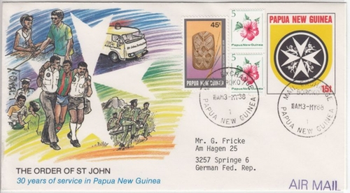 Papua New Guinea - 21 T. Order of St John GA-Umschlag/Lupo-Brief Boroko Mail