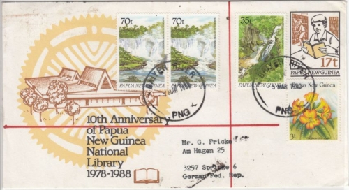 Papua New Guinea - 17 t National Library GA-Umschlag+Zusatz, Baiyen River 1990