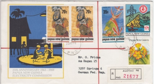 Papua New Guinea - 17 t Electric Commision GA-Umschlag+Zusatz Einschreibebrief