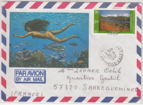 Nouvelle-Caledonie - 76 f. Luftpostbrief Kone - Sarrgemünd 1987