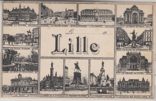 Frankreich - Lille, sw-Mehrbildkarte, gelaufen/Feldpost 1915