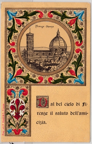 Italien - Firenze, Duomo, farb. Präge-Gruss-AK gelaufen 1910
