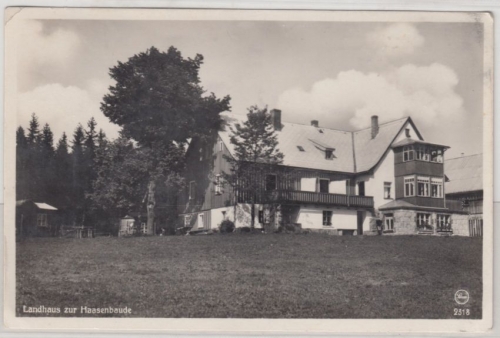 Polen/Schlesien - Landhaus Haasenbaude Hain, sw-Fotokarte gelaufen 1934