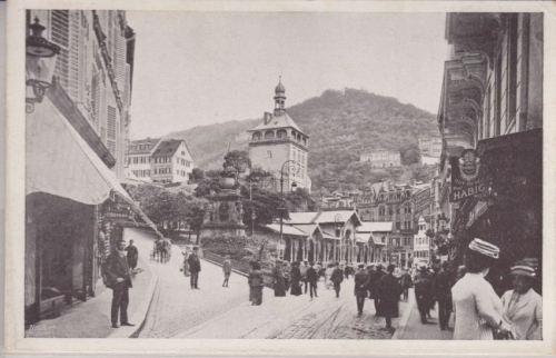 Tschechien/Böhmen - Karlovy Vari Karlsbad Straßenansicht AK ungelaufen ca. 1930
