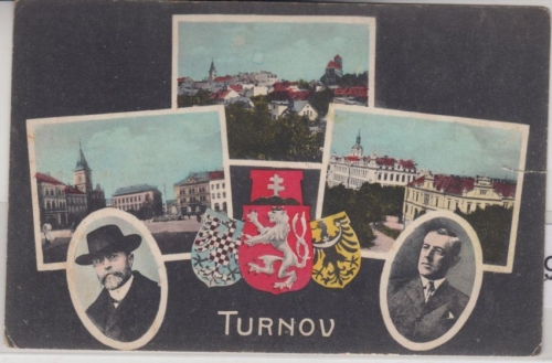 Tschechien/Sudetenland - Turnov Tirnau, farb. Mehrbild-AK 1919, gelaufen