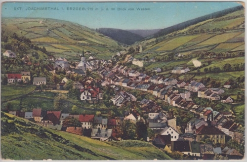 Tschechien/Sudetenland - Skt. Joachimsthal Jáchymov farb. Ortsansicht 1917