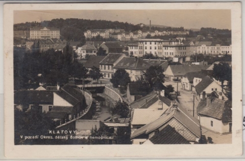 Tschechien - Klatovy Klattau Ortsansicht sw-Fotokarte gelaufen 1936