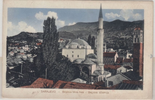 Bosnien-Herzegowina - Sarajevo Begova Moschee, farb. AK gelaufen/Feldpost 1916