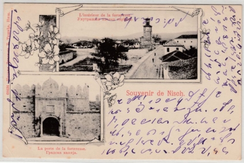 Serbien - Nisch, Souvenir de Nisch (Festung) sw-Mehrbild-AK gelaufen 1903