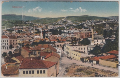 Bosnien-Herzegowina - Sarajevo Ortsansicht farb. AK gelaufen ca. 1910