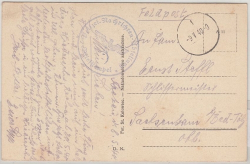 DR - Krakau 1940, Polizei-Nachrichten-Abteilung, Briefstpl. a. Feldpostkarte