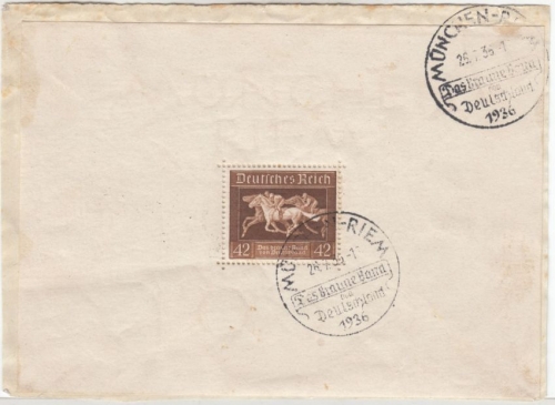 DR - Braunes Band 1936, Blockausgabe SST München-Riem, Briefstück