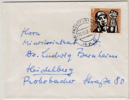 BRD - 7 Pfg. Wofa/Bergmann, Drucksachenbrief Frankfurt/Main - Heidelberg 1957