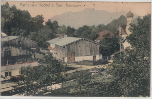Bayern - Kochel Ortssansicht, farb. AK gelaufen 1913
