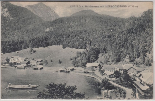 Bayern - Urfeld a. Walchensee, Ortsansicht/Hotel Fischer, sw-AK gelaufen 1918