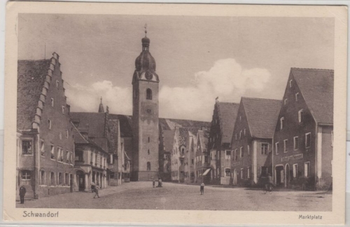 Bayern - Schwandorf Marktplatz sw-AK gelaufen 1928