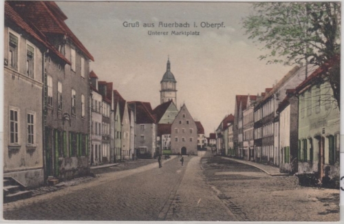 Bayern - Auerbach Opf. Unterer Marktplatz farb. AK ungelaufen/beschriftet