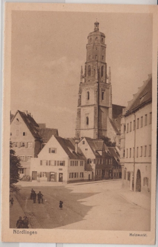 Bayern - Nördlingen Holzmarkt sw-AK gelaufen 1925