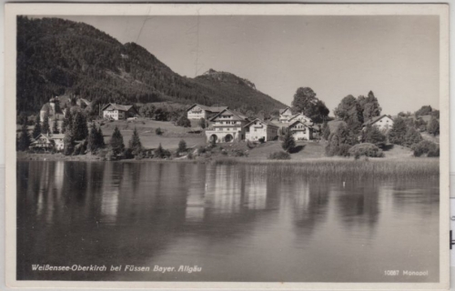 Bayern - Oberkirch b. Füssen Weißensee, sw-Fotokarte gelaufen 1938