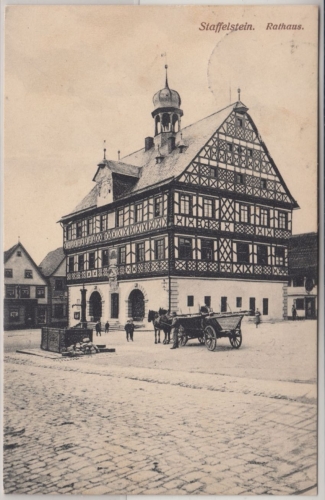 Bayern - Staffelstein Rathaus sw-AK gelaufen 1921