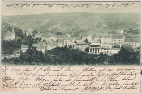 Rheinland-Pfalz - Kyllburg, Ortsansicht, sw-AK gelaufen 1902