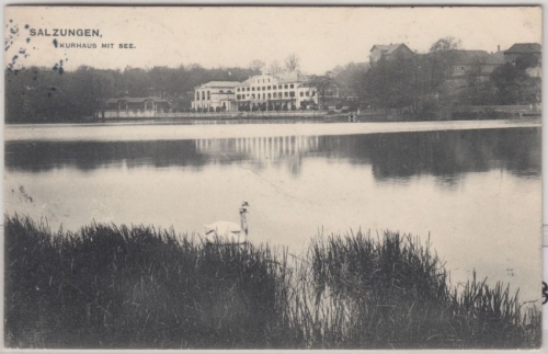 Thüringen - Salzungen Kurhaus m. See, sw-AK gelaufen 1909