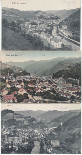 Baden-Württemberg - Zell i.W., 4 versch. Ortsansichten, gelaufen/Feldpost 1916