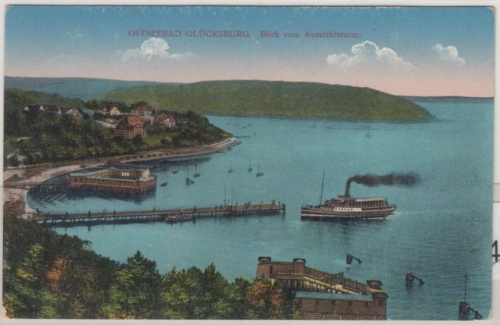 Schleswig-Holstein - Glücksburg Blick v. Aussichtsturm, farb. AK gelaufen 1915