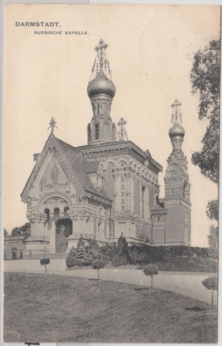 Hessen - Darmstadt Russische Kapelle, sw-AK gelaufen 1909