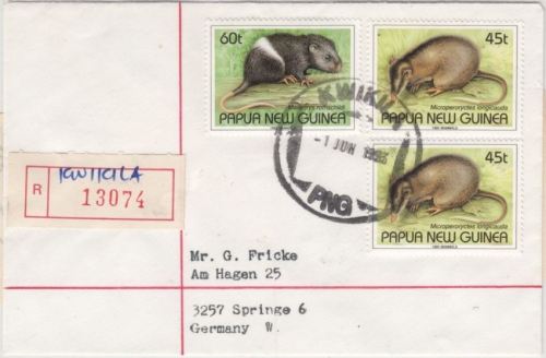 Papua-Neuguinea - Kwikila 1.6.93, Einschreibebrief m. prov. R-Zettel